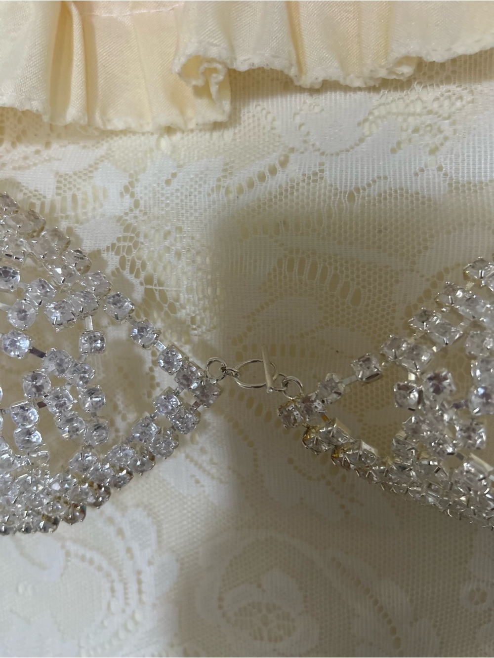 Frederick's of Hollywood Silver Rhinestone Crystal Bra Top S - Picture 3 of 4